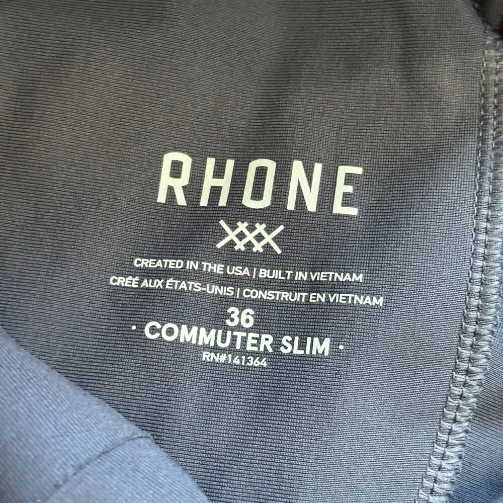 Rhone Commuter Slim Pant Men 36 Blue Straight Leg Golf Outdoor City Office Chino